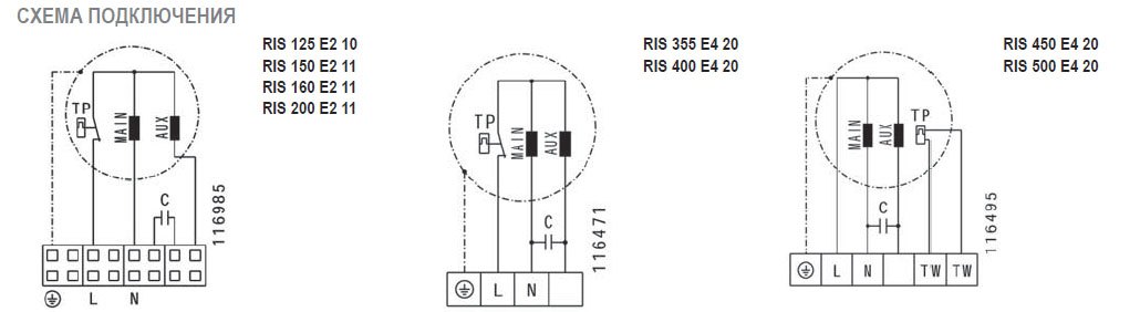 RIS-200 EC 20 вентилятор канальный — Схемы монтажа